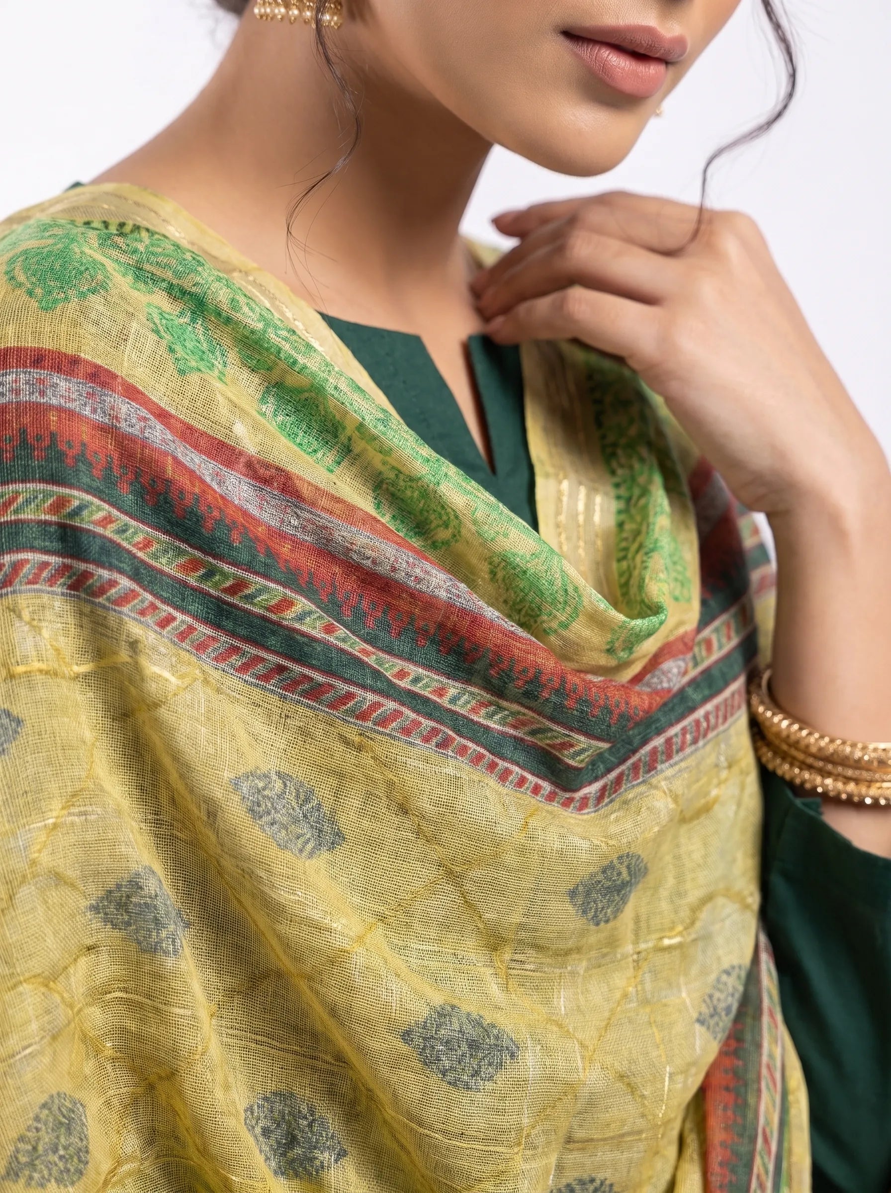 Cotton Self Checkered Dupatta
